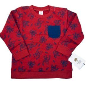 Tucker + Tate Boys Long Sleeve Front Pocket Sweatshirt Red Barn Robots 12M NWT